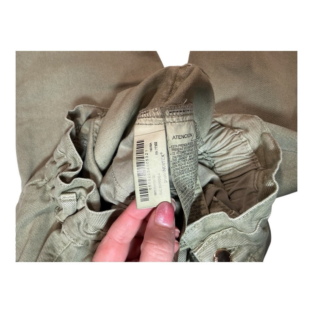ZARA Baggy Fit Paperbag Waist Carrot Leg Pants Green Size 0 NWT - Picture 12 of 12